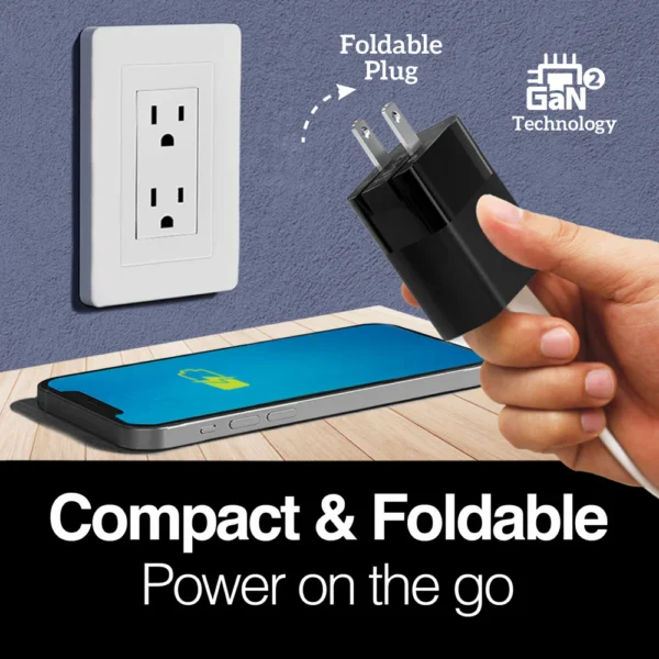 Cargador de pared Volta P5 GaN II de 45 W, tipo C dual, con enchufe plegable - Imagen 6