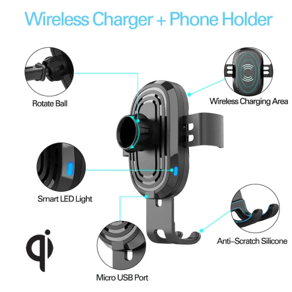 Cargador rápido inalámbrico de 15 W para coche Vortex M2 - Imagen 8