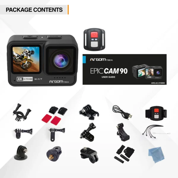 Cámara de acción Epic 90 4K/60FPS UHD - Sumergible (21 m), Pantalla táctil, EIS de 6 ejes, Pantallas duales - Imagen 2