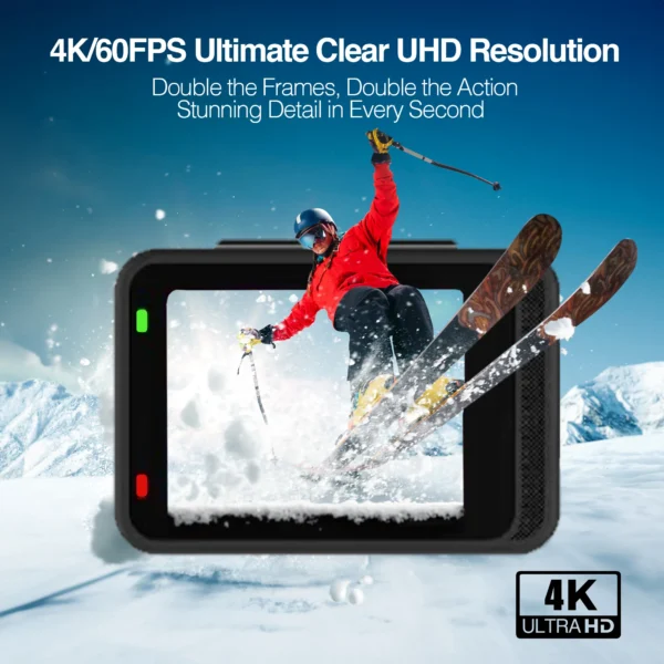 Cámara de acción Epic 90 4K/60FPS UHD - Sumergible (21 m), Pantalla táctil, EIS de 6 ejes, Pantallas duales - Imagen 7
