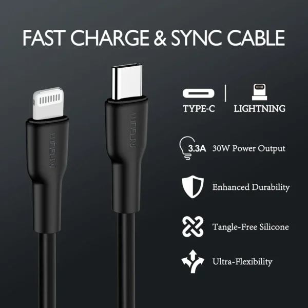 Cable de silicona tipo C a Lightning de 30 W, 1,8 m (6 pies) - Dura Flex - Imagen 5