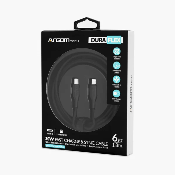 Cable de silicona tipo C a Lightning de 30 W, 1,8 m (6 pies) - Dura Flex - Imagen 3
