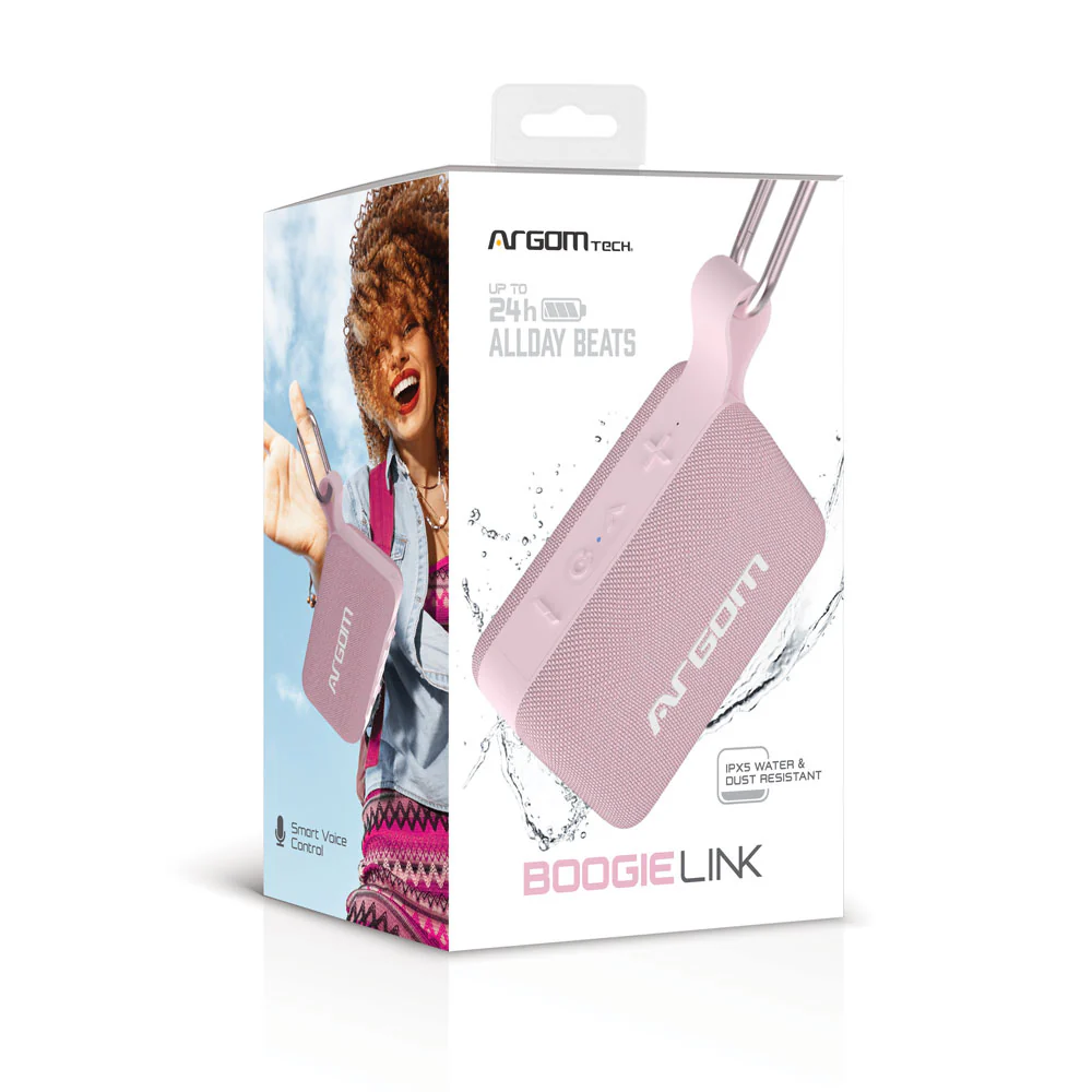Altavoz inalámbrico portátil BoogieLink con resistencia al agua IPX5