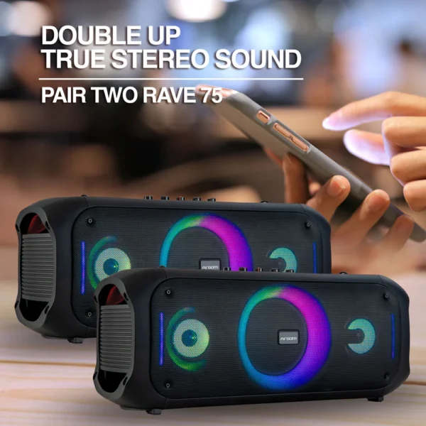 Altavoz inalámbrico Bluetooth Rave 75 Premium con espectáculo de luces LED - Imagen 5