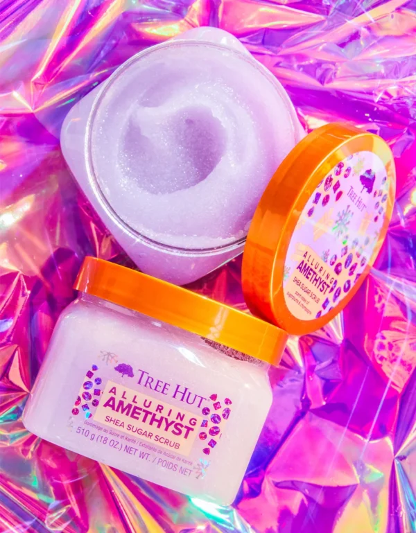 Tree Hut Alluring Amethyst Shea Sugar Exfoliating and Hydrating Body Scrub, 18 oz